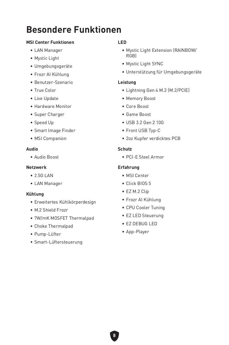 Besondere funktionen | MSI MAG B660M MORTAR WIFI DDR4 Micro-ATX Motherboard User Manual | Page 104 / 262