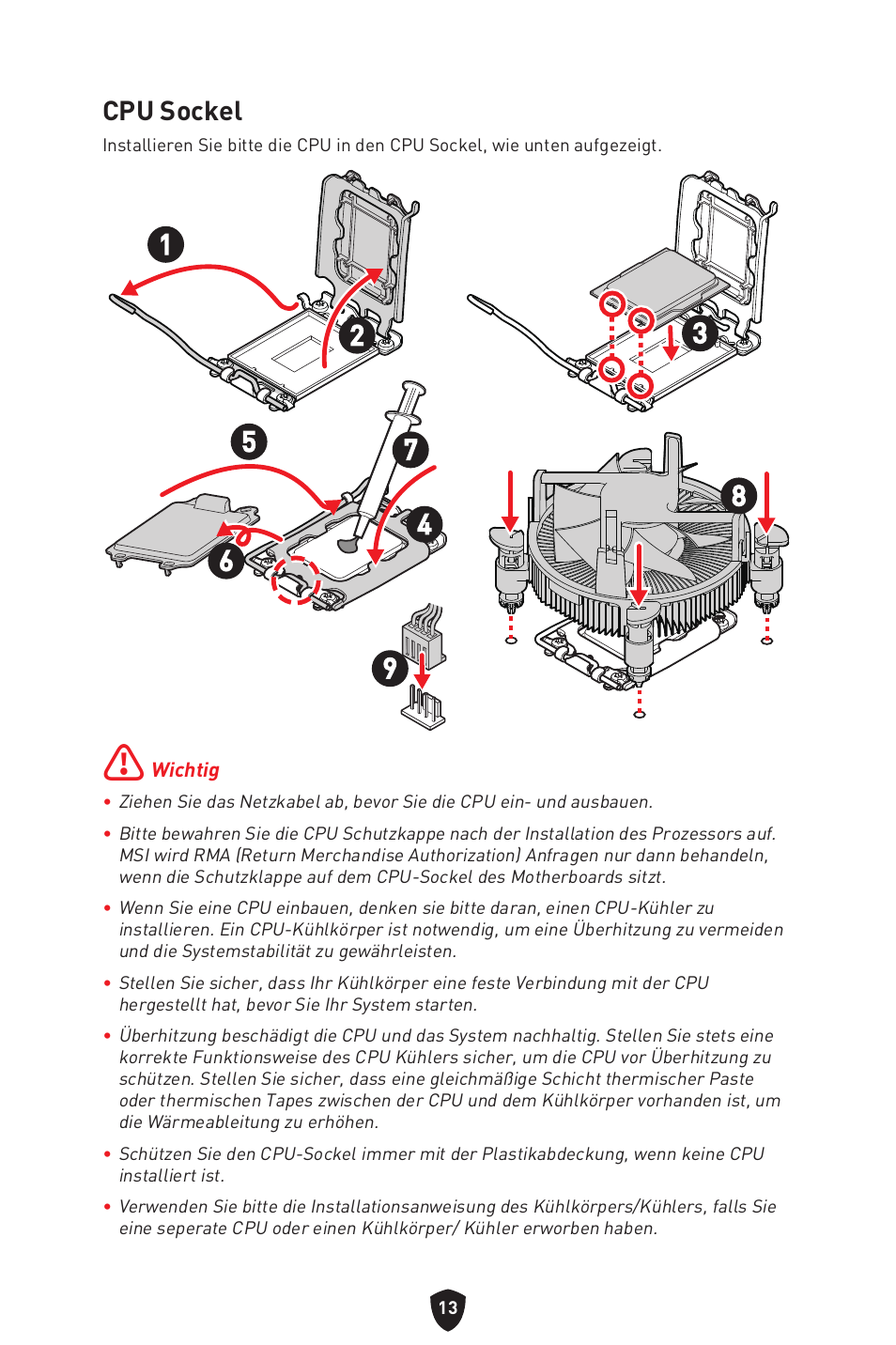 Cpu sockel | MSI MAG B660M MORTAR WIFI DDR4 Micro-ATX Motherboard User Manual | Page 109 / 262