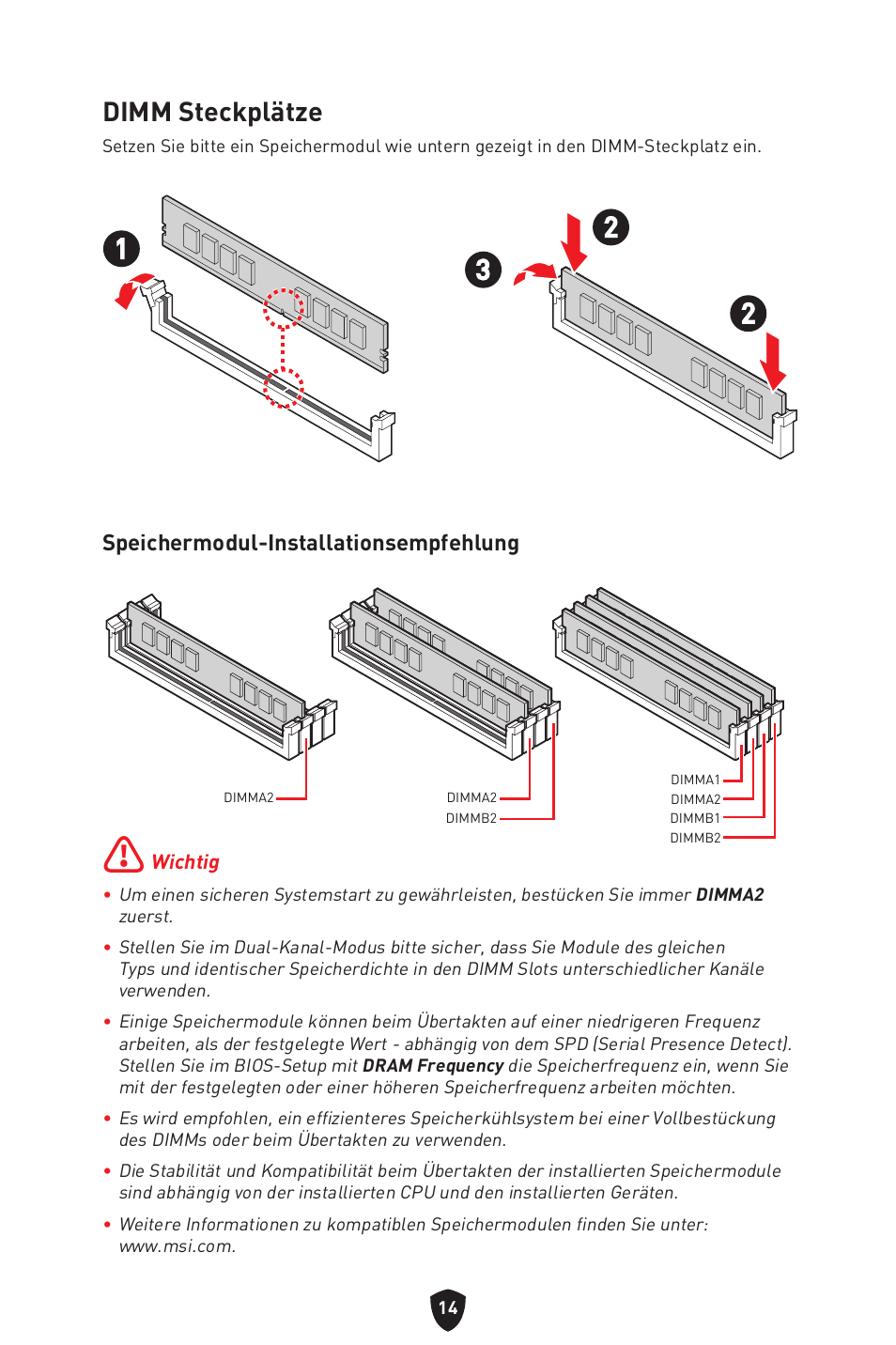 Dimm steckplätze | MSI MAG B660M MORTAR WIFI DDR4 Micro-ATX Motherboard User Manual | Page 110 / 262