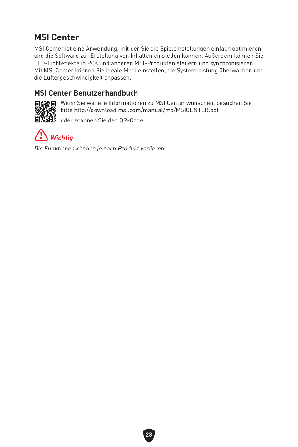 Msi center | MSI MAG B660M MORTAR WIFI DDR4 Micro-ATX Motherboard User Manual | Page 124 / 262