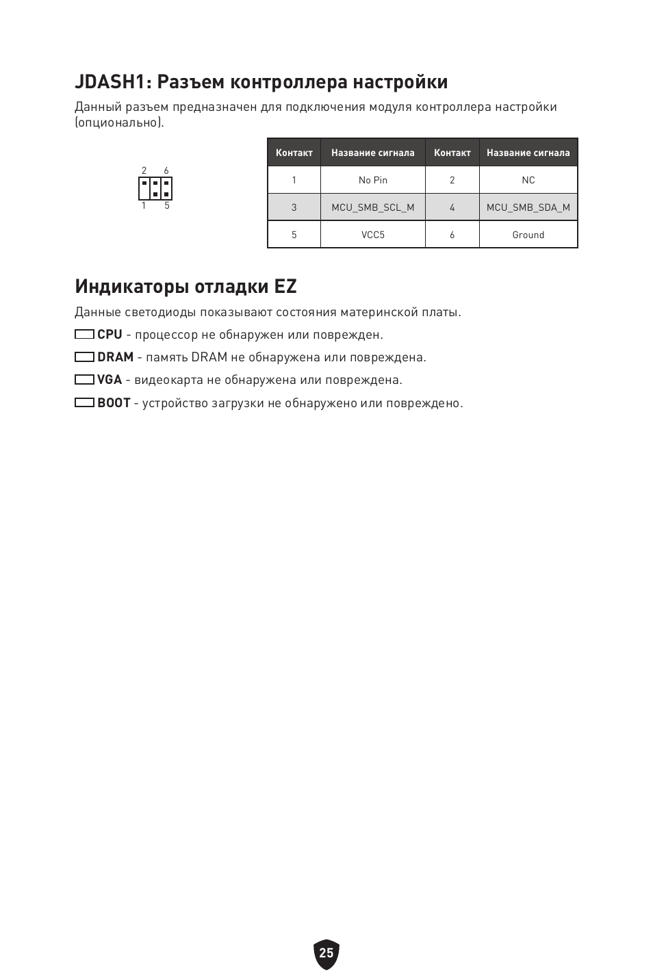 Jdash1: разъем контроллера настройки, Индикаторы отладки ez | MSI MAG B660M MORTAR WIFI DDR4 Micro-ATX Motherboard User Manual | Page 153 / 262