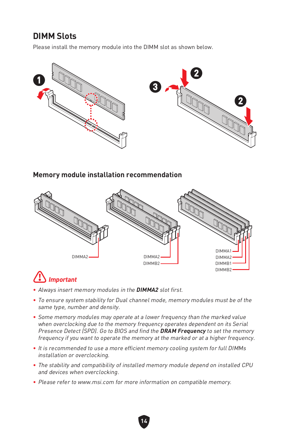 Dimm slots | MSI MAG B660M MORTAR WIFI DDR4 Micro-ATX Motherboard User Manual | Page 16 / 262