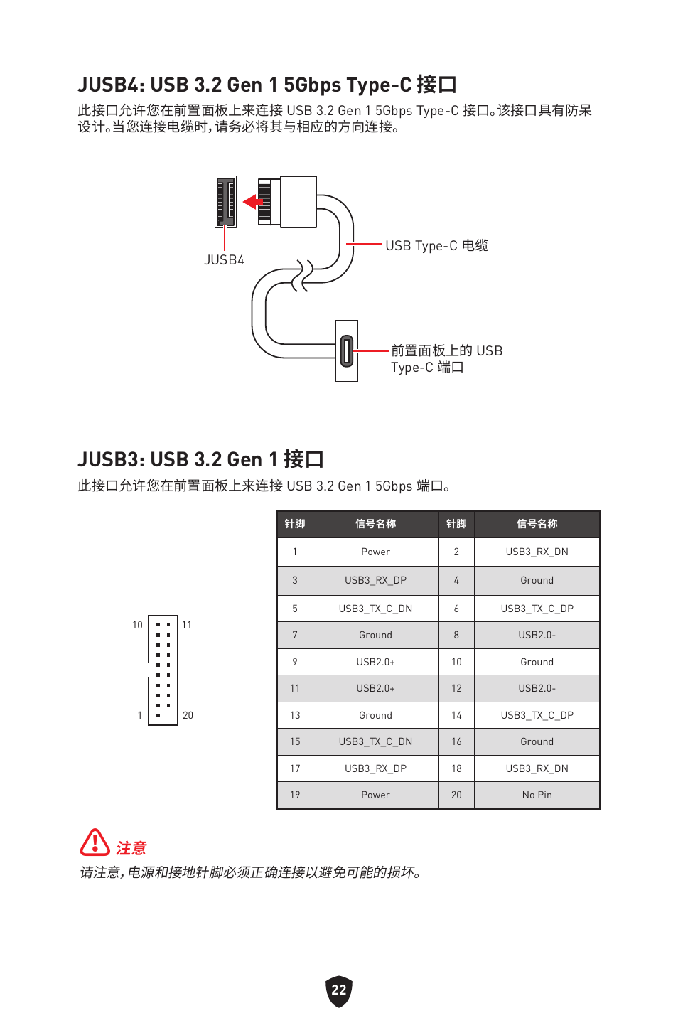 Jusb4: usb 3.2 gen 1 5gbps type-c 接口, Jusb3: usb 3.2 gen 1 接口 | MSI MAG B660M MORTAR WIFI DDR4 Micro-ATX Motherboard User Manual | Page 181 / 262