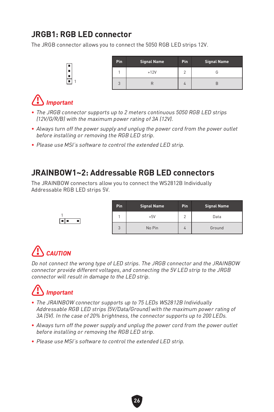 Jrgb1: rgb led connector, Jrainbow1~2: addressable rgb led connectors | MSI MAG B660M MORTAR WIFI DDR4 Micro-ATX Motherboard User Manual | Page 28 / 262