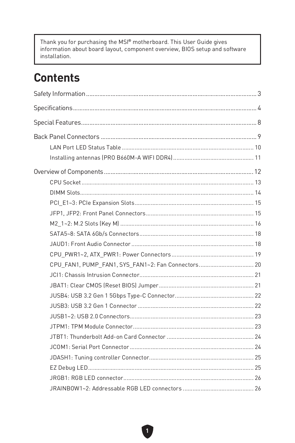 MSI MAG B660M MORTAR WIFI DDR4 Micro-ATX Motherboard User Manual | Page 3 / 262