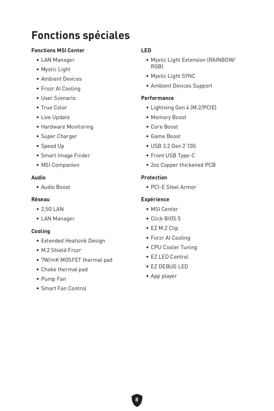 Fonctions spéciales | MSI MAG B660M MORTAR WIFI DDR4 Micro-ATX Motherboard User Manual | Page 72 / 262