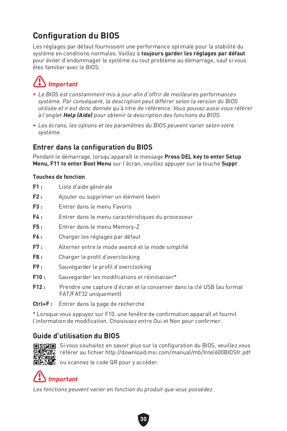 Configuration du bios | MSI MAG B660M MORTAR WIFI DDR4 Micro-ATX Motherboard User Manual | Page 94 / 262