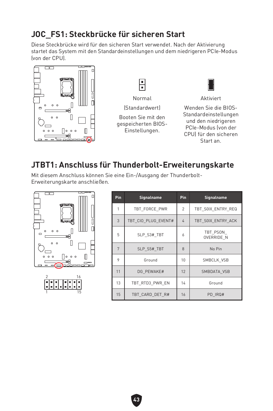 Joc_fs1: steckbrücke für sicheren start, Jtbt1: anschluss für thunderbolt-erweiterungskarte | MSI MAG Z790 TOMAHAWK WIFI LGA 1700 ATX Motherboard User Manual | Page 102 / 470