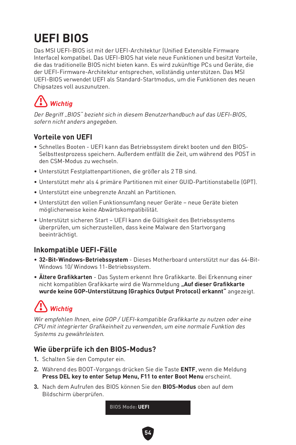 Uefi bios | MSI MAG Z790 TOMAHAWK WIFI LGA 1700 ATX Motherboard User Manual | Page 113 / 470