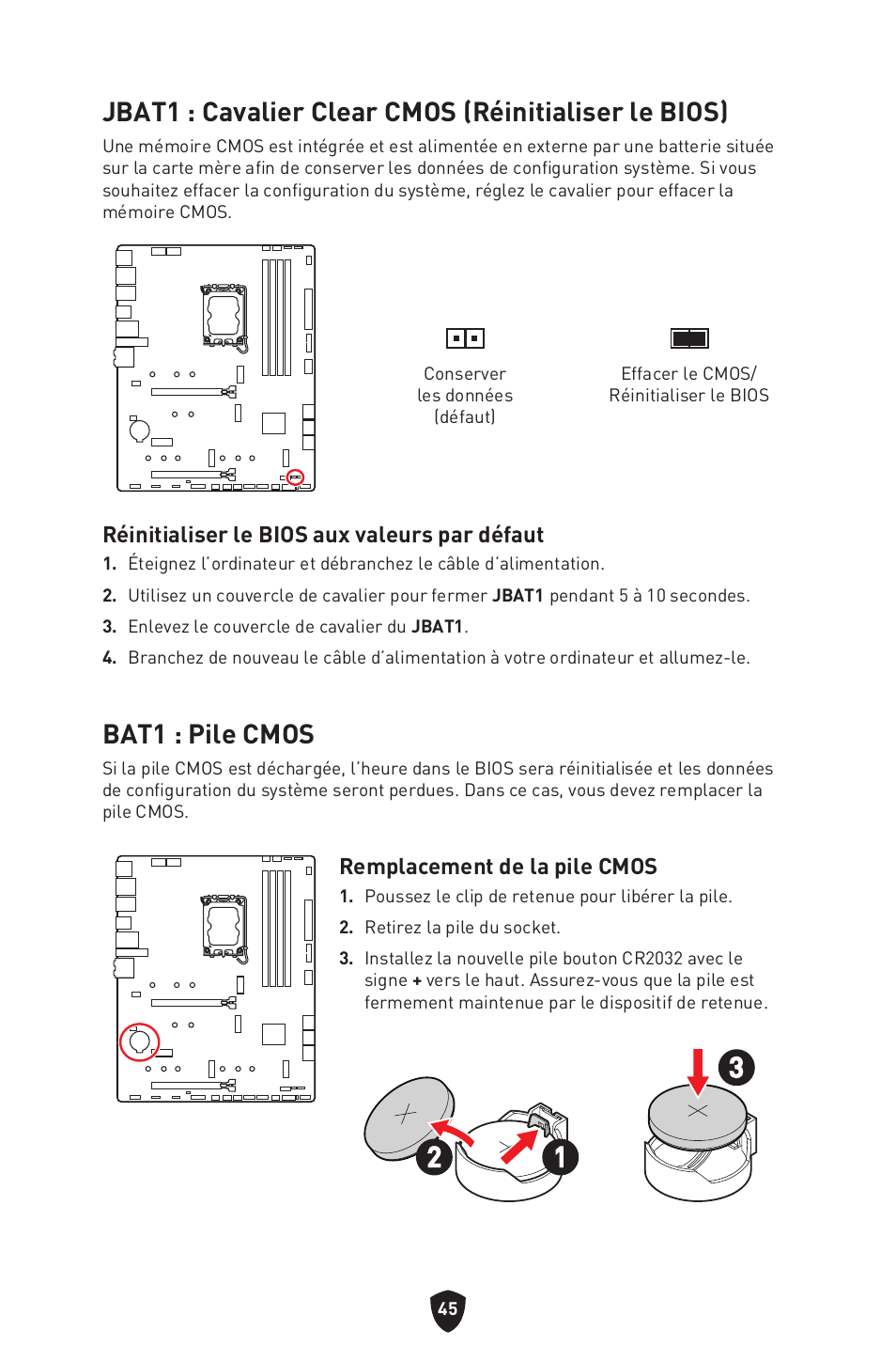 Bat1 : pile cmos | MSI MAG Z790 TOMAHAWK WIFI LGA 1700 ATX Motherboard User Manual | Page 161 / 470