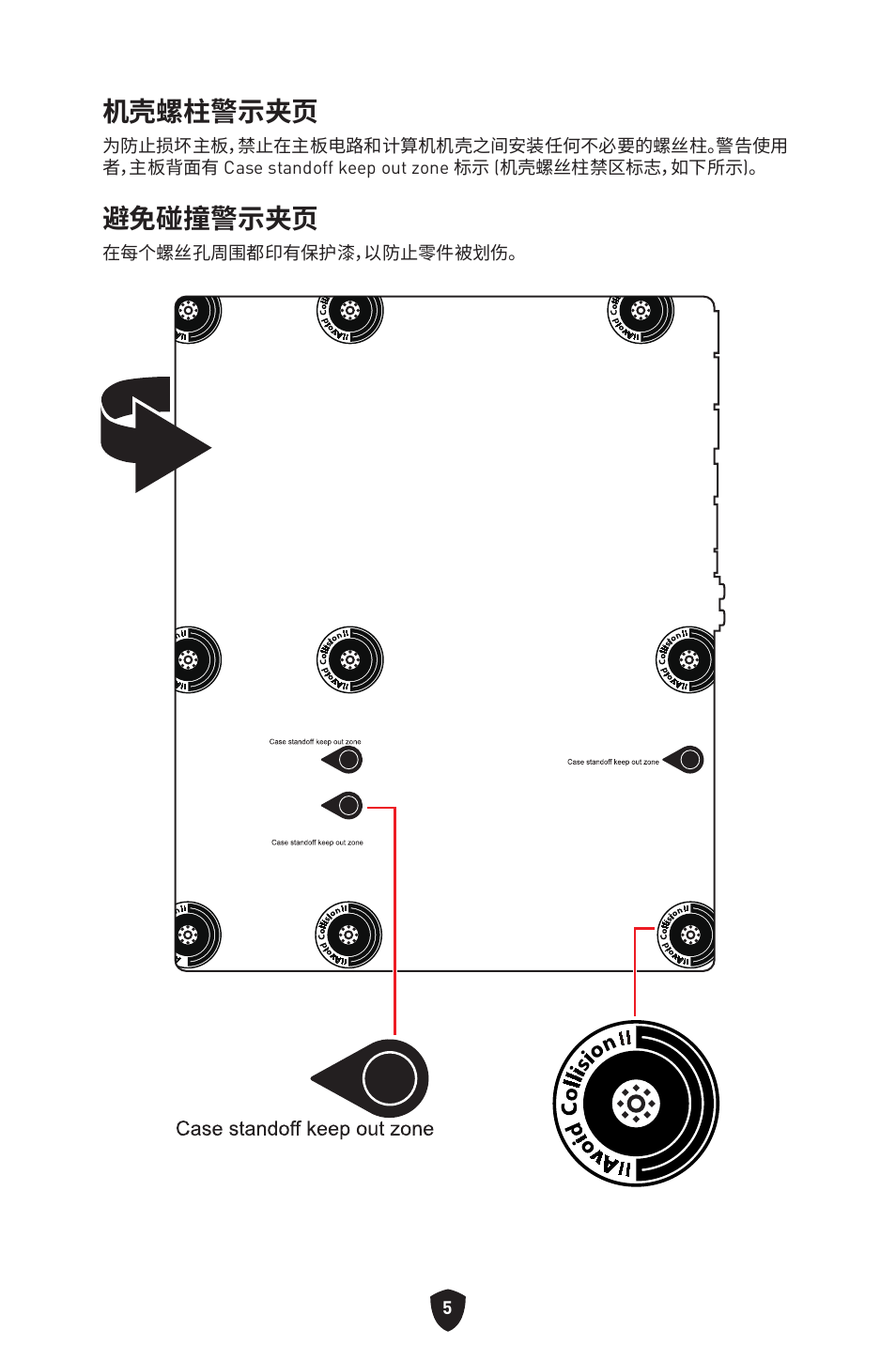 机壳螺柱警示夹页, 避免碰撞警示夹页 | MSI MAG Z790 TOMAHAWK WIFI LGA 1700 ATX Motherboard User Manual | Page 406 / 470