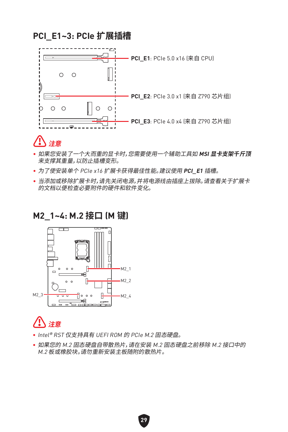 Pci_e1~3: pcie 扩展插槽, M2_1~4: m.2 接口 (m 键) | MSI MAG Z790 TOMAHAWK WIFI LGA 1700 ATX Motherboard User Manual | Page 430 / 470