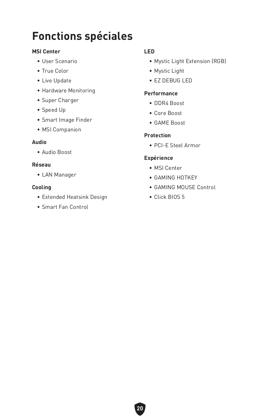Fonctions spéciales | MSI B550 GAMING GEN3 AM4 ATX Motherboard User Manual | Page 114 / 379