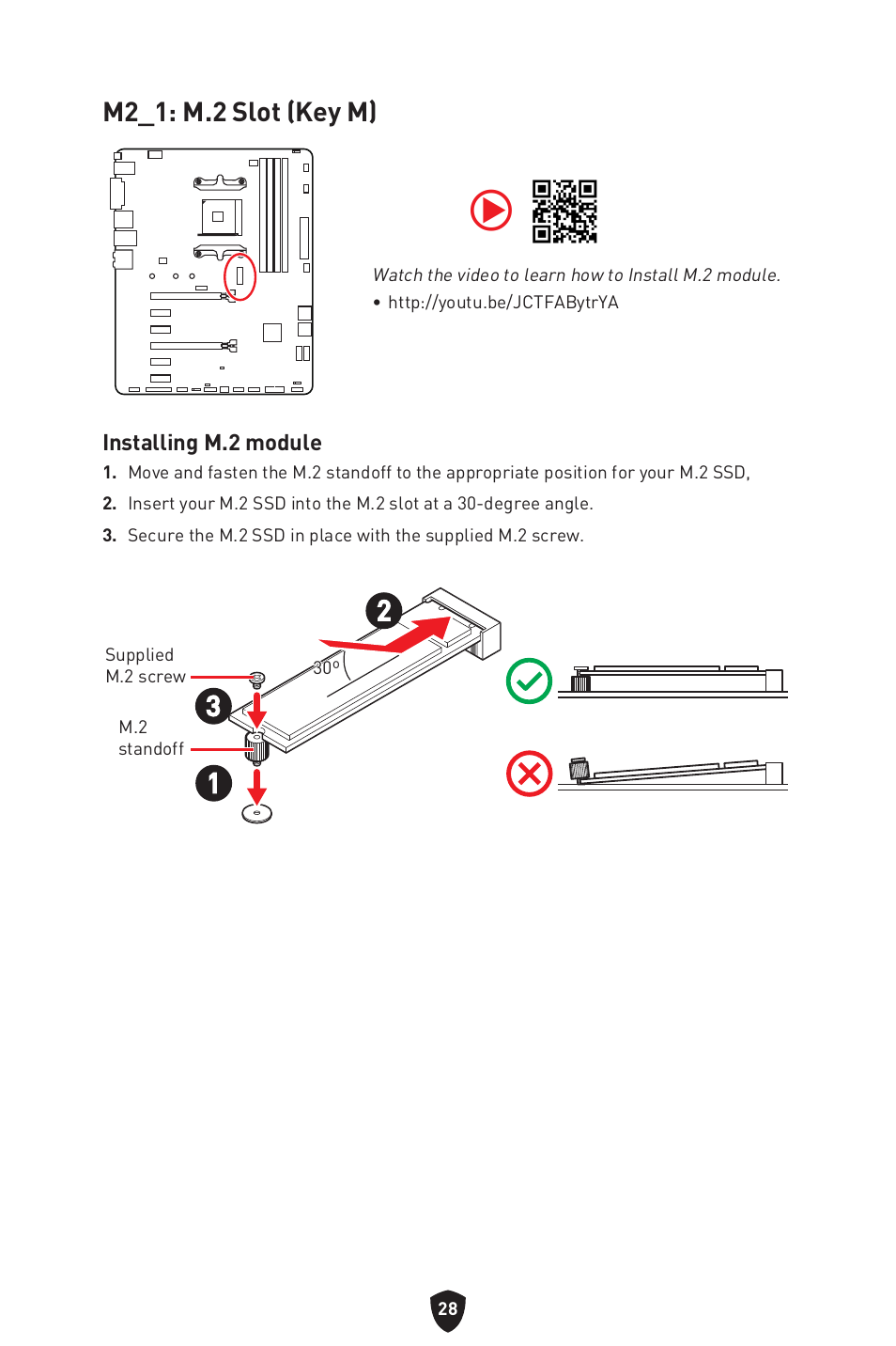 M2_1: m.2 slot (key m) | MSI B550 GAMING GEN3 AM4 ATX Motherboard User Manual | Page 30 / 379