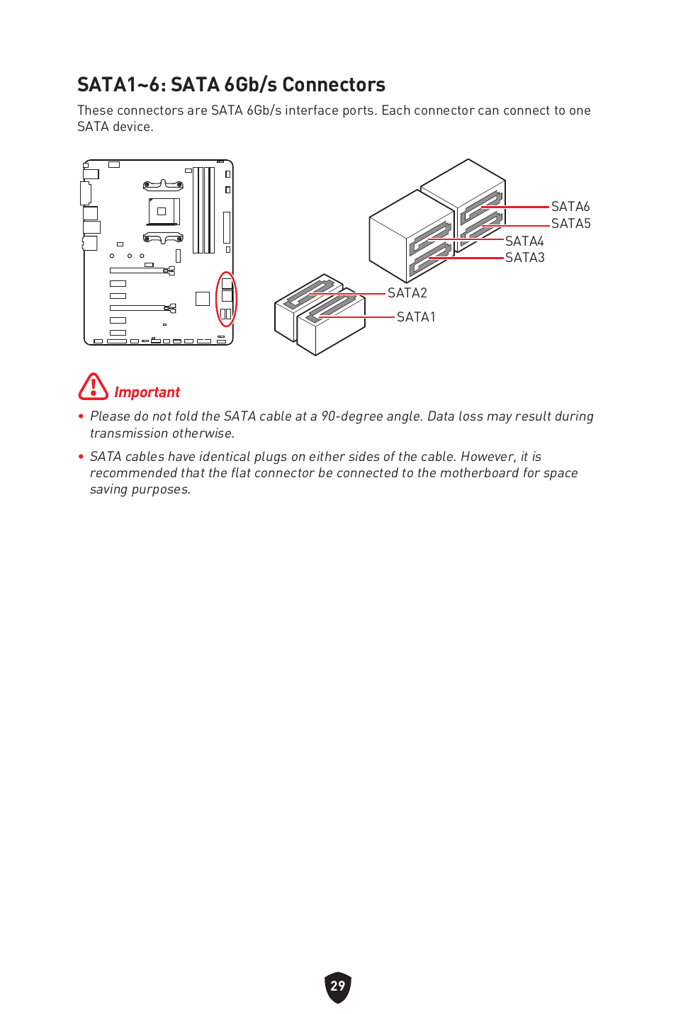 Sata1~6: sata 6gb/s connectors | MSI B550 GAMING GEN3 AM4 ATX Motherboard User Manual | Page 31 / 379