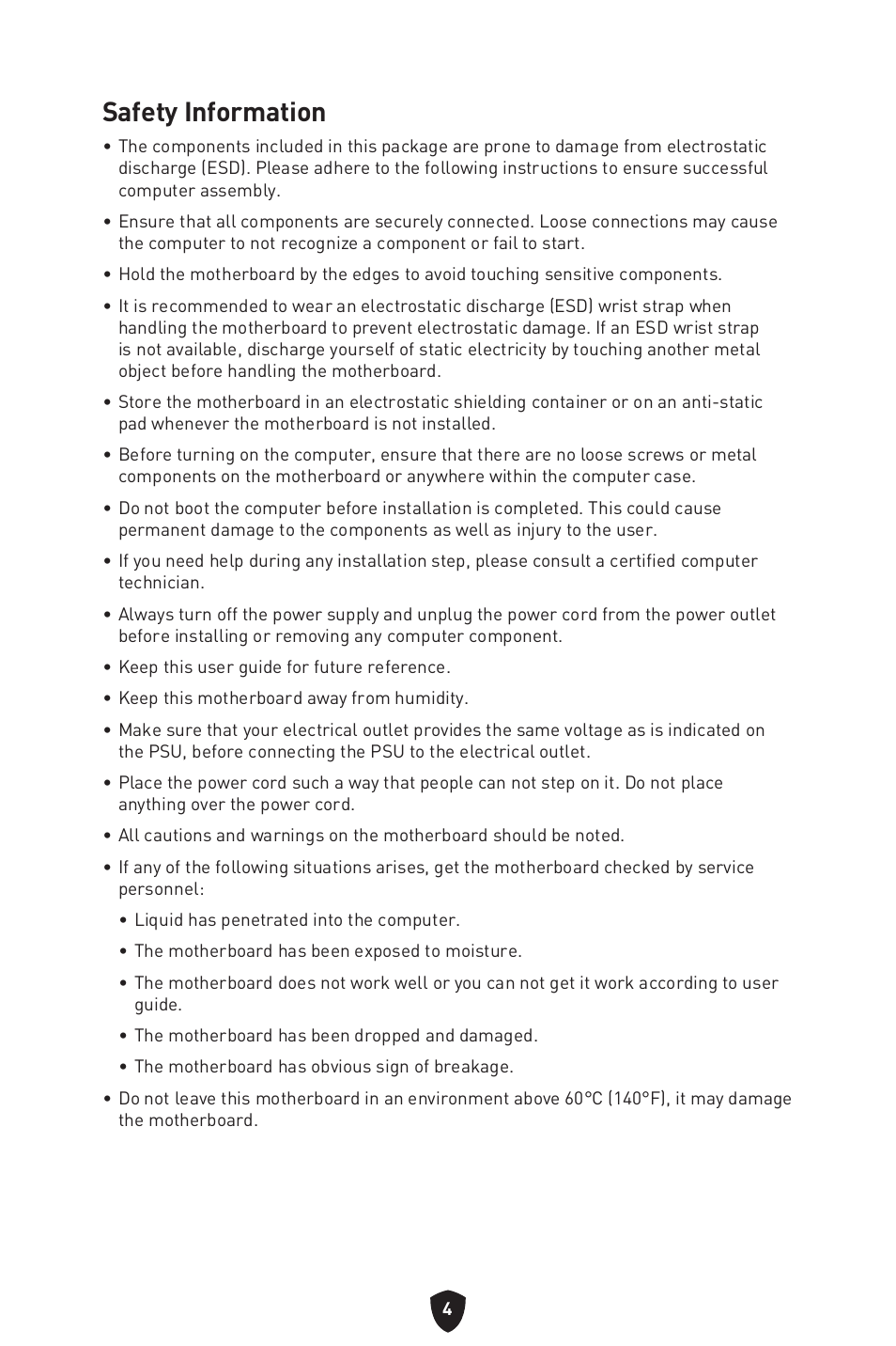 Safety information | MSI B550 GAMING GEN3 AM4 ATX Motherboard User Manual | Page 6 / 379