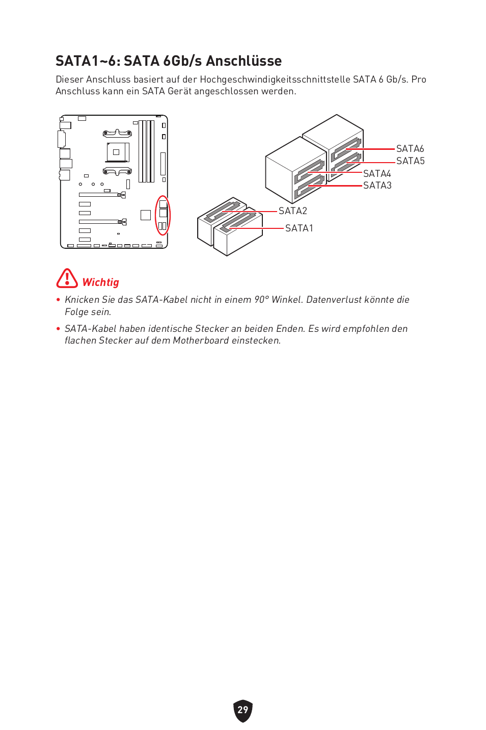 Sata1~6: sata 6gb/s anschlüsse | MSI B550 GAMING GEN3 AM4 ATX Motherboard User Manual | Page 77 / 379