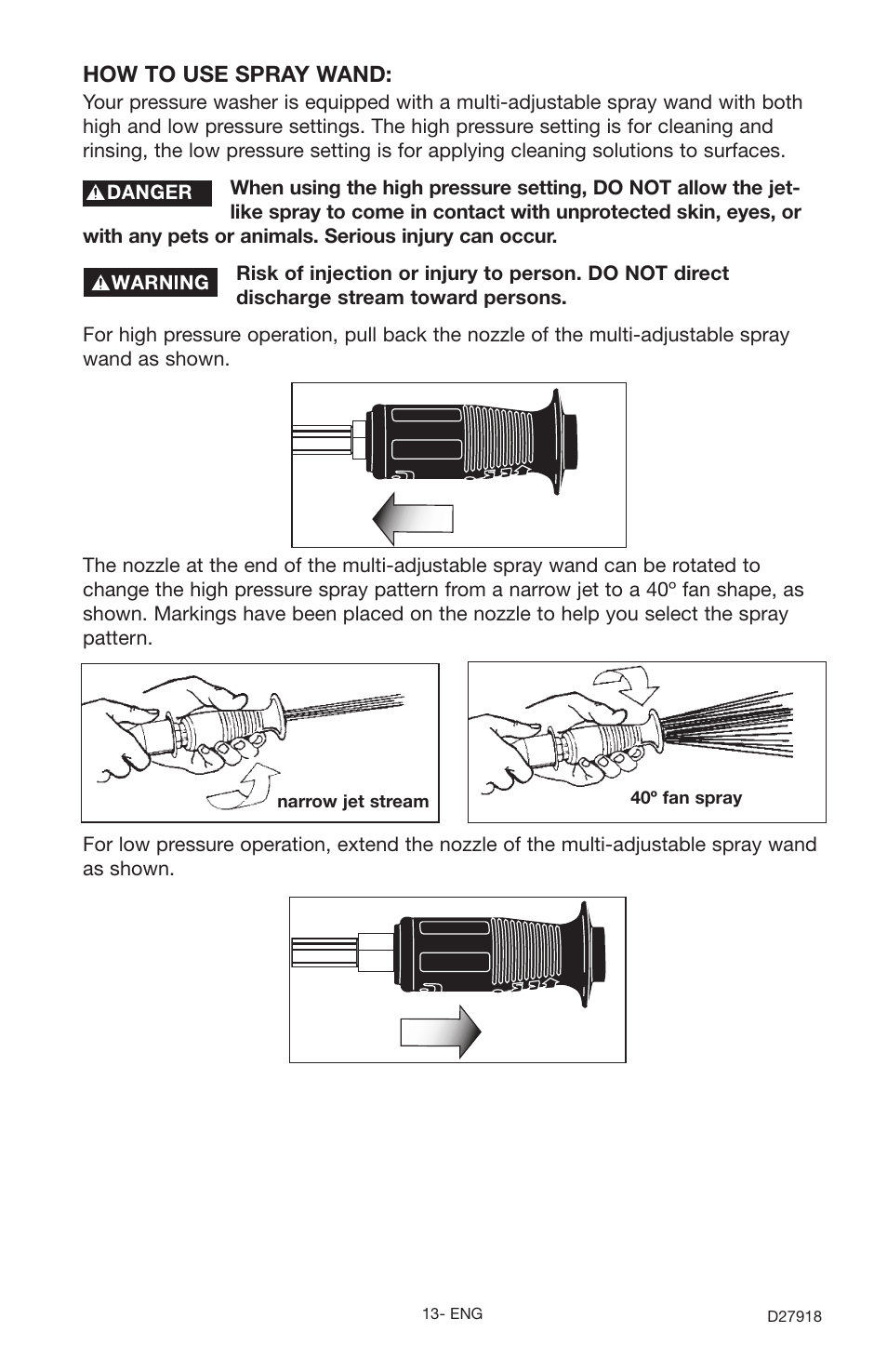 How to use spray wand | Delta DT2400CS User Manual | Page 13 / 24