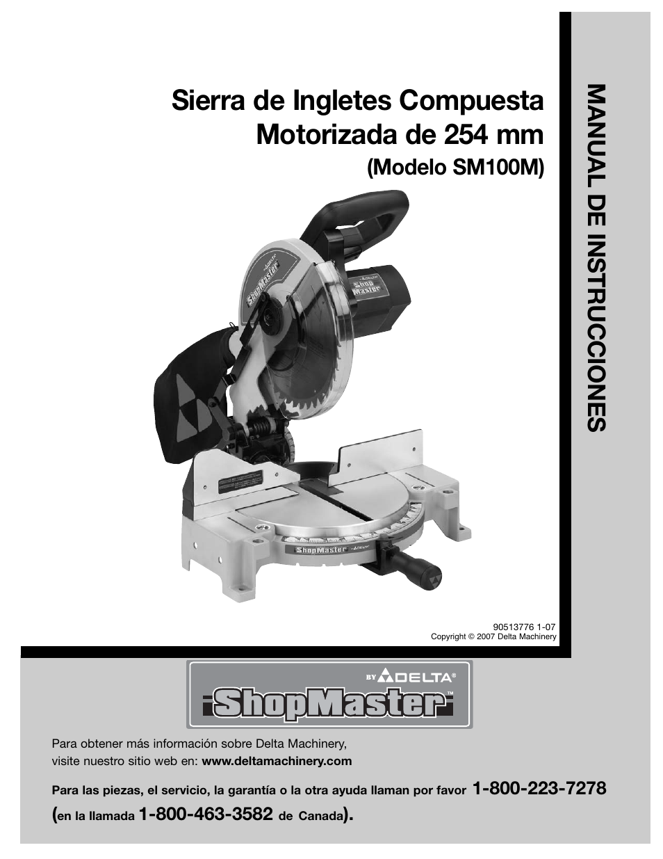 Sierra de ingletes compuesta motorizada de 254 mm, Manual de instrucciones, Modelo sm100m) | Delta 90513776 User Manual | Page 23 / 52