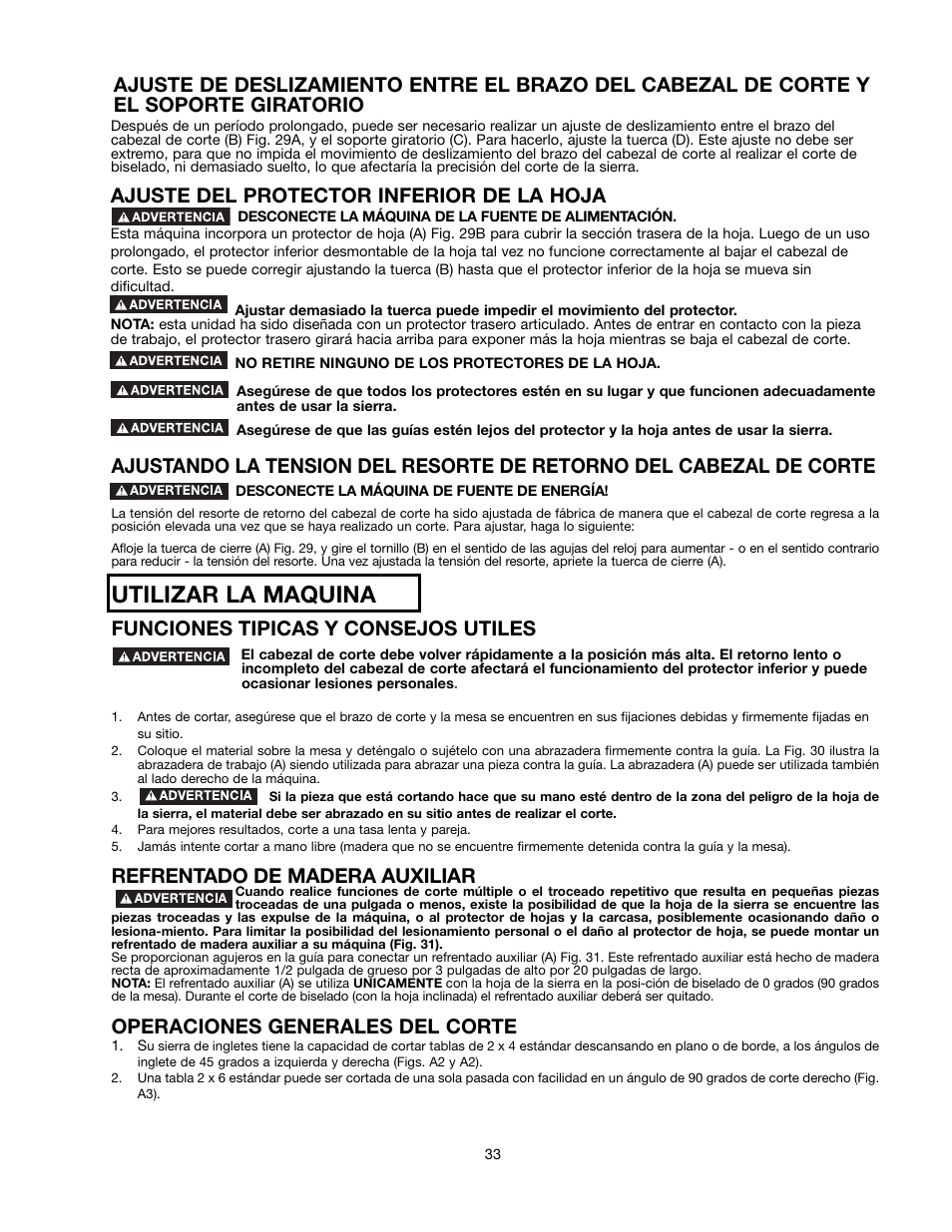 Utilizar la maquina, Funciones tipicas y consejos utiles, Refrentado de madera auxiliar | Operaciones generales del corte | Delta 90513776 User Manual | Page 33 / 52