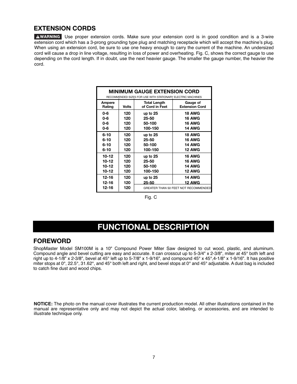 Functional description, Foreword, Extension cords | Delta 90513776 User Manual | Page 7 / 52