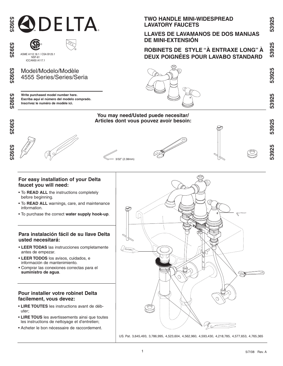 Delta 4555 Series User Manual | 8 pages