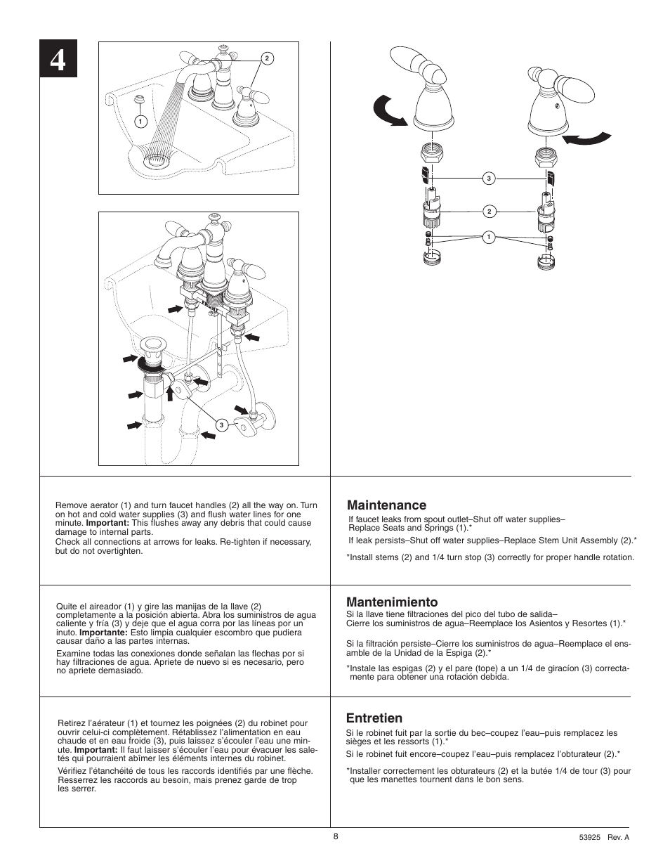 Maintenance, Entretien, Mantenimiento | Delta 4555 Series User Manual | Page 8 / 8