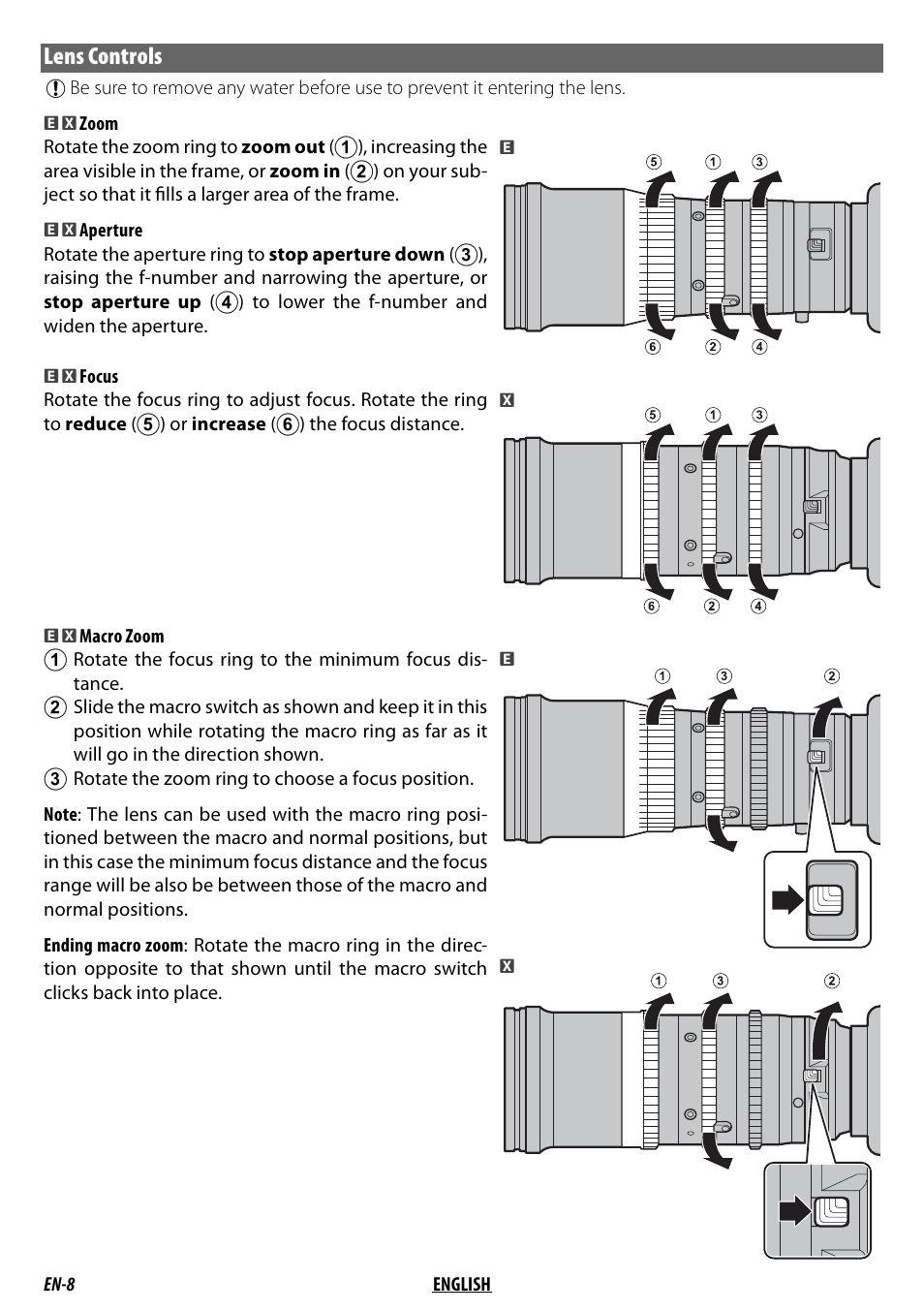 Lens controls | FujiFilm MKX18-55mm T2.9 Lens (Fuji X-Mount) User Manual | Page 18 / 68