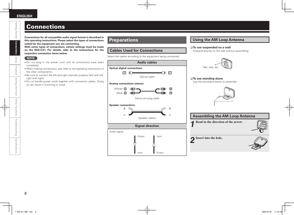 Connections, Preparations | Denon DJ RCD-CX1 User Manual | Page 12 / 36