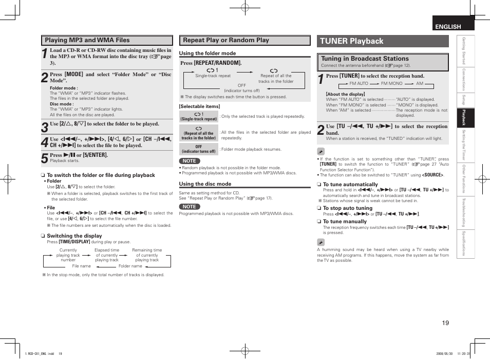 Tuner playback | Denon DJ RCD-CX1 User Manual | Page 23 / 36