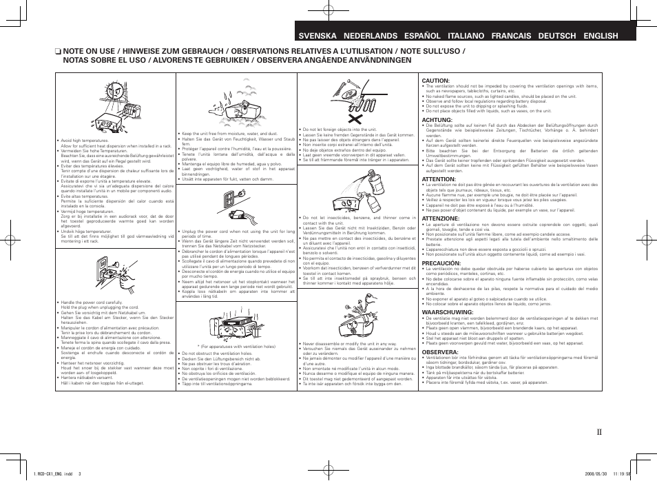 English | Denon DJ RCD-CX1 User Manual | Page 3 / 36