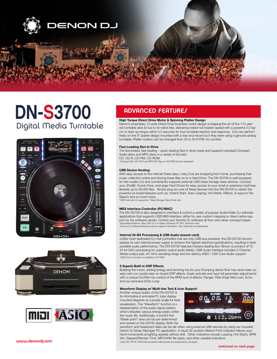 Denon DJ DN-S3700 User Manual | 2 pages