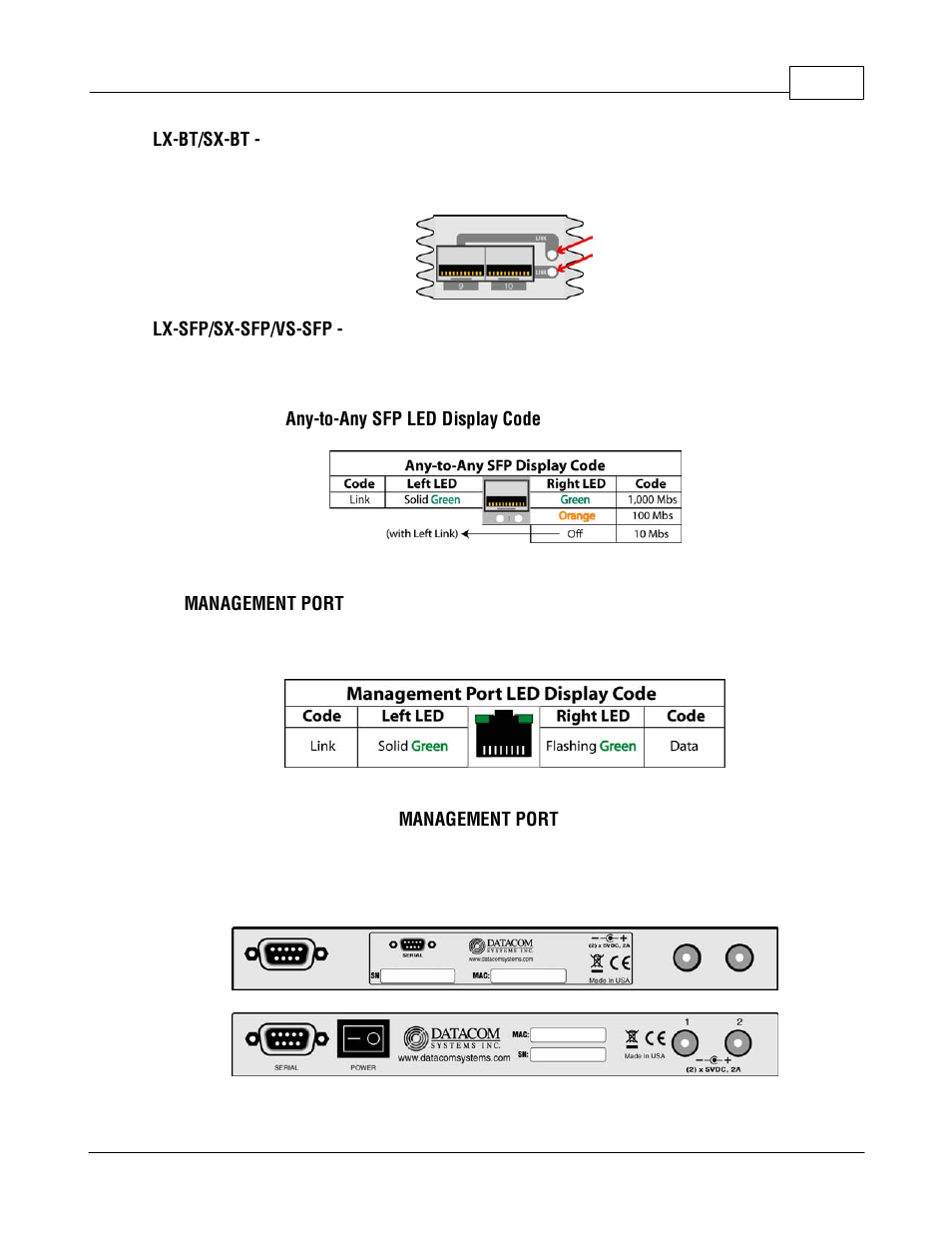 Management port, Rear panel description, 3 rear panel description | Datacom Systems VS-1200 User Manual | Page 15 / 54