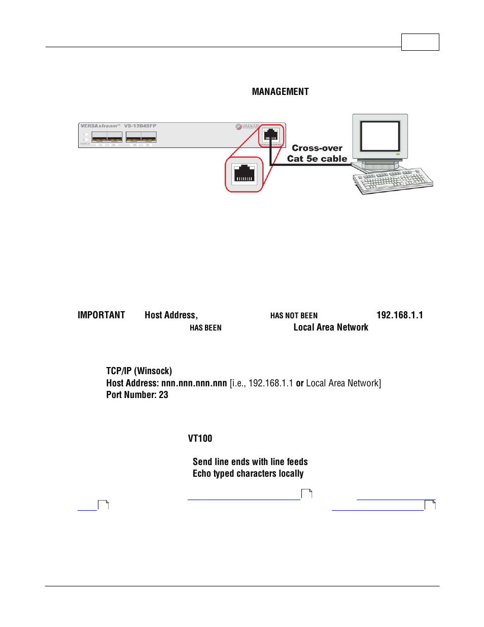 Management port configuration (rj45), Hyperterminal, 3 management port configuration (rj45) | Datacom Systems VS-1200 User Manual | Page 27 / 54