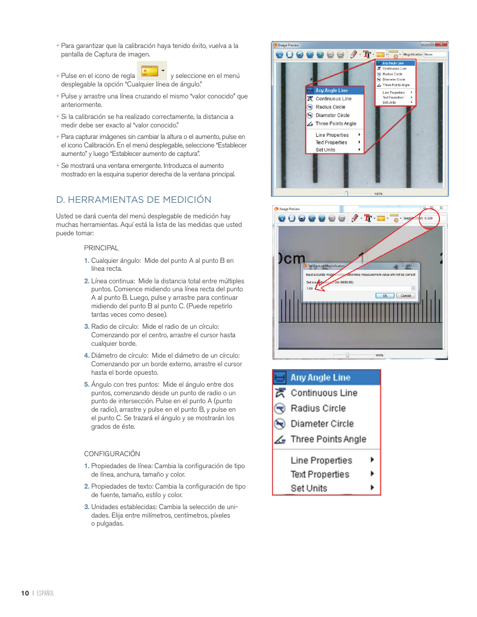D. herramientas de medición | Celestron Handheld Digital Microscope Pro (Gray) User Manual | Page 36 / 65