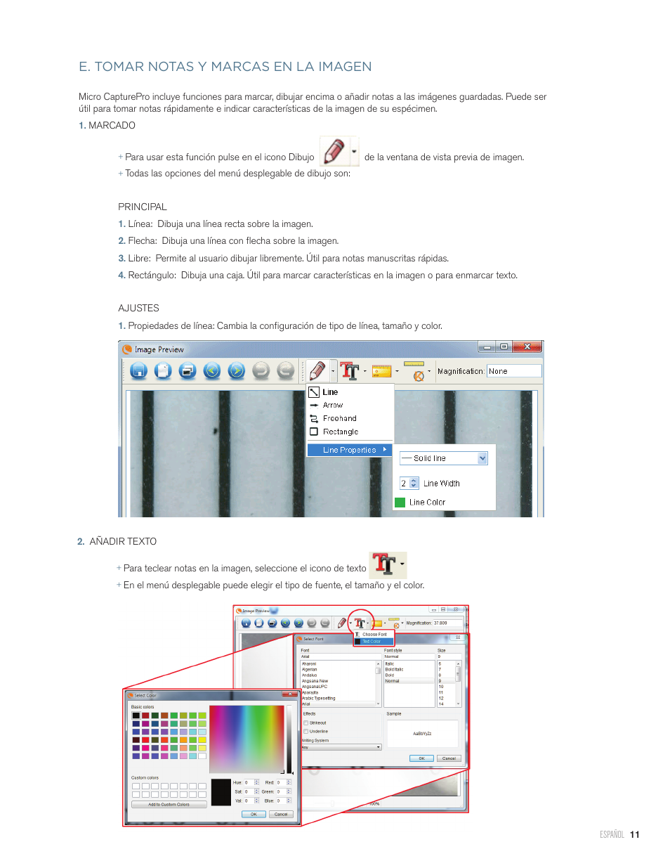 E. tomar notas y marcas en la imagen | Celestron Handheld Digital Microscope Pro (Gray) User Manual | Page 37 / 65