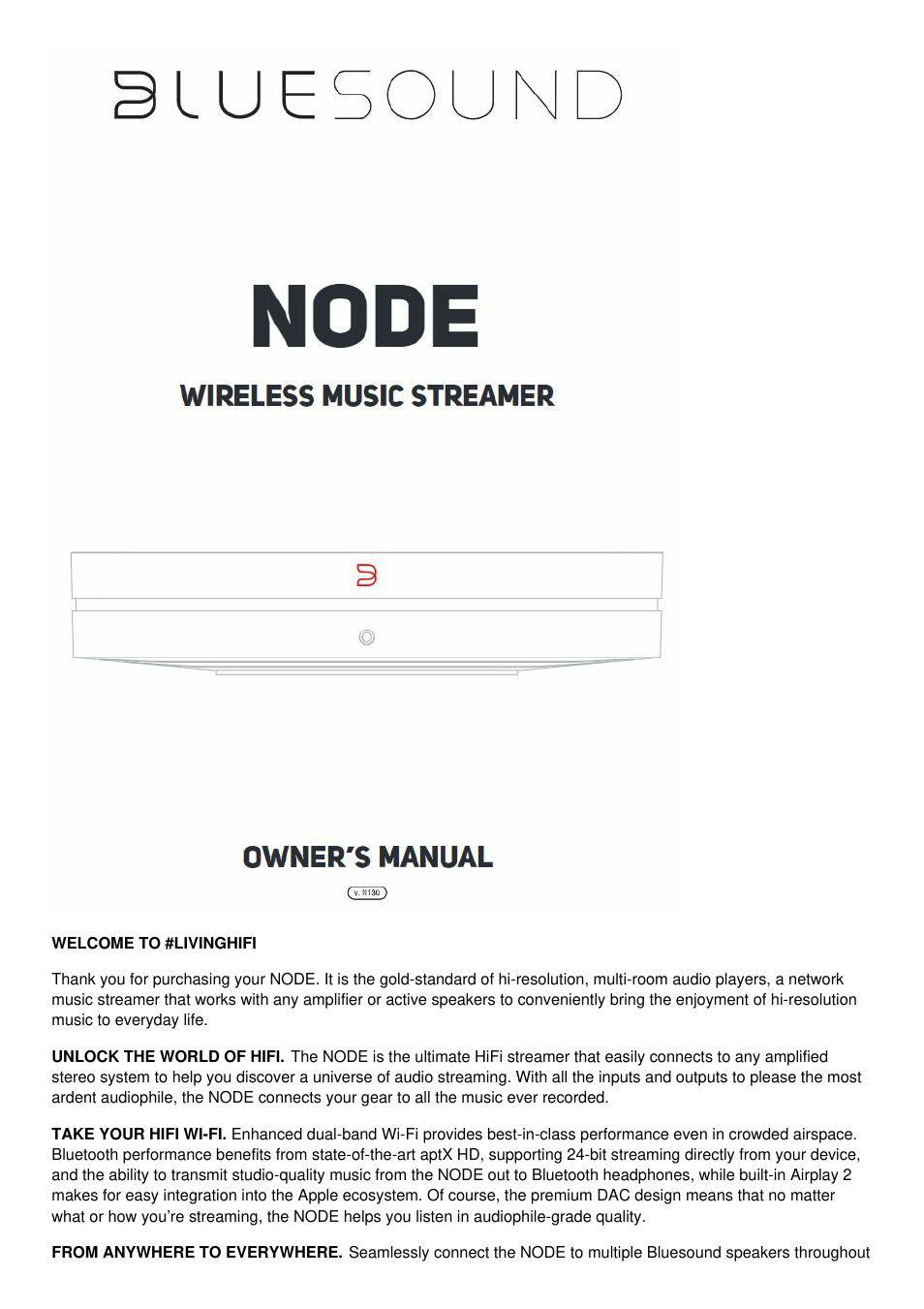 Bluesound NODE Network Audio Player (White) User Manual | Page 2 / 7