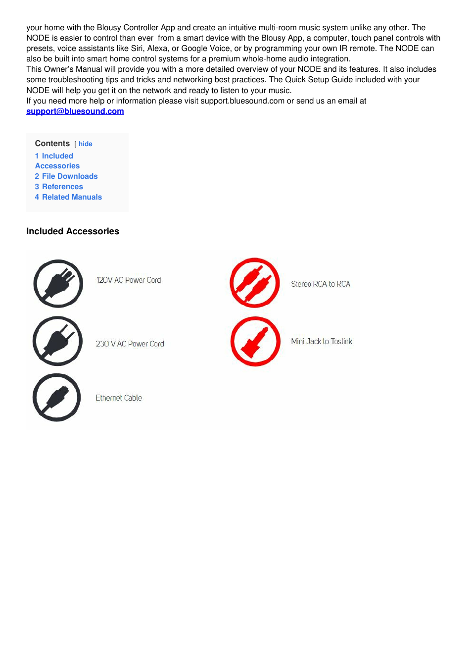 Included accessories | Bluesound NODE Network Audio Player (White) User Manual | Page 3 / 7