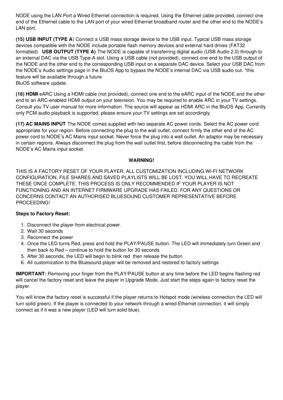 Bluesound NODE Network Audio Player (White) User Manual | Page 6 / 7