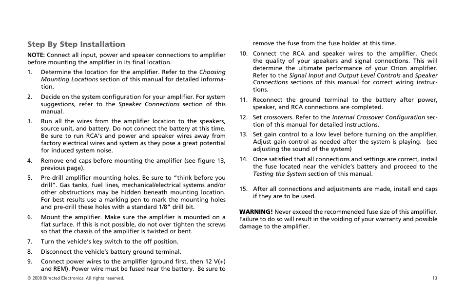 Step by step installation | Directed Audio XTR5002 User Manual | Page 14 / 100