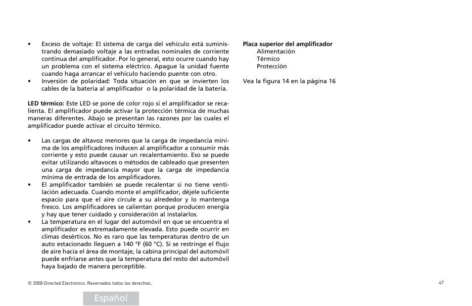 Español | Directed Audio XTR5002 User Manual | Page 48 / 100