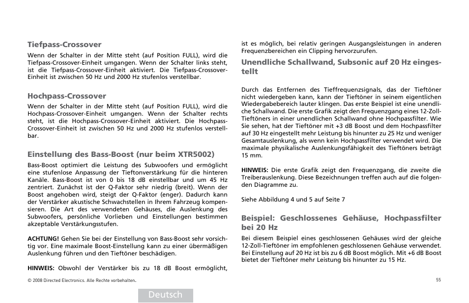 Deutsch | Directed Audio XTR5002 User Manual | Page 56 / 100