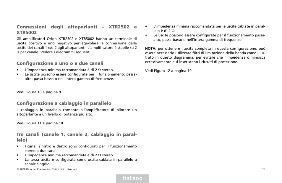 Italiano | Directed Audio XTR5002 User Manual | Page 74 / 100