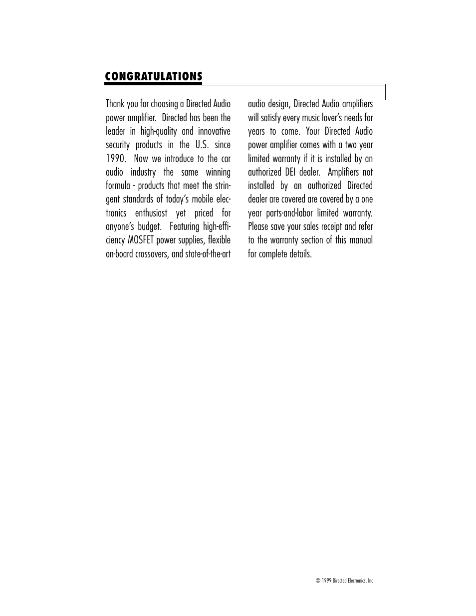 Directed Audio 200/500 User Manual | Page 2 / 12