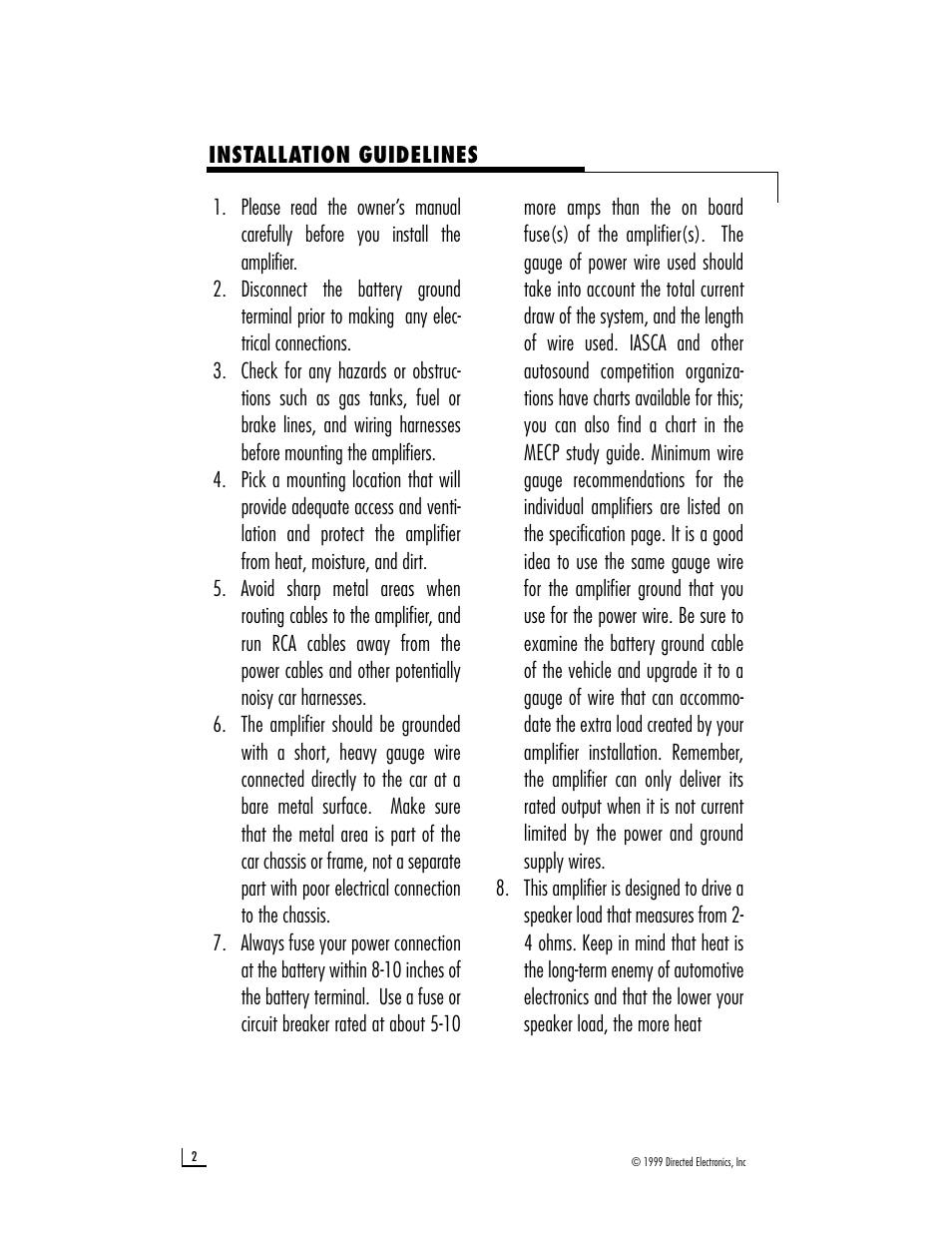 Directed Audio 200/500 User Manual | Page 4 / 12