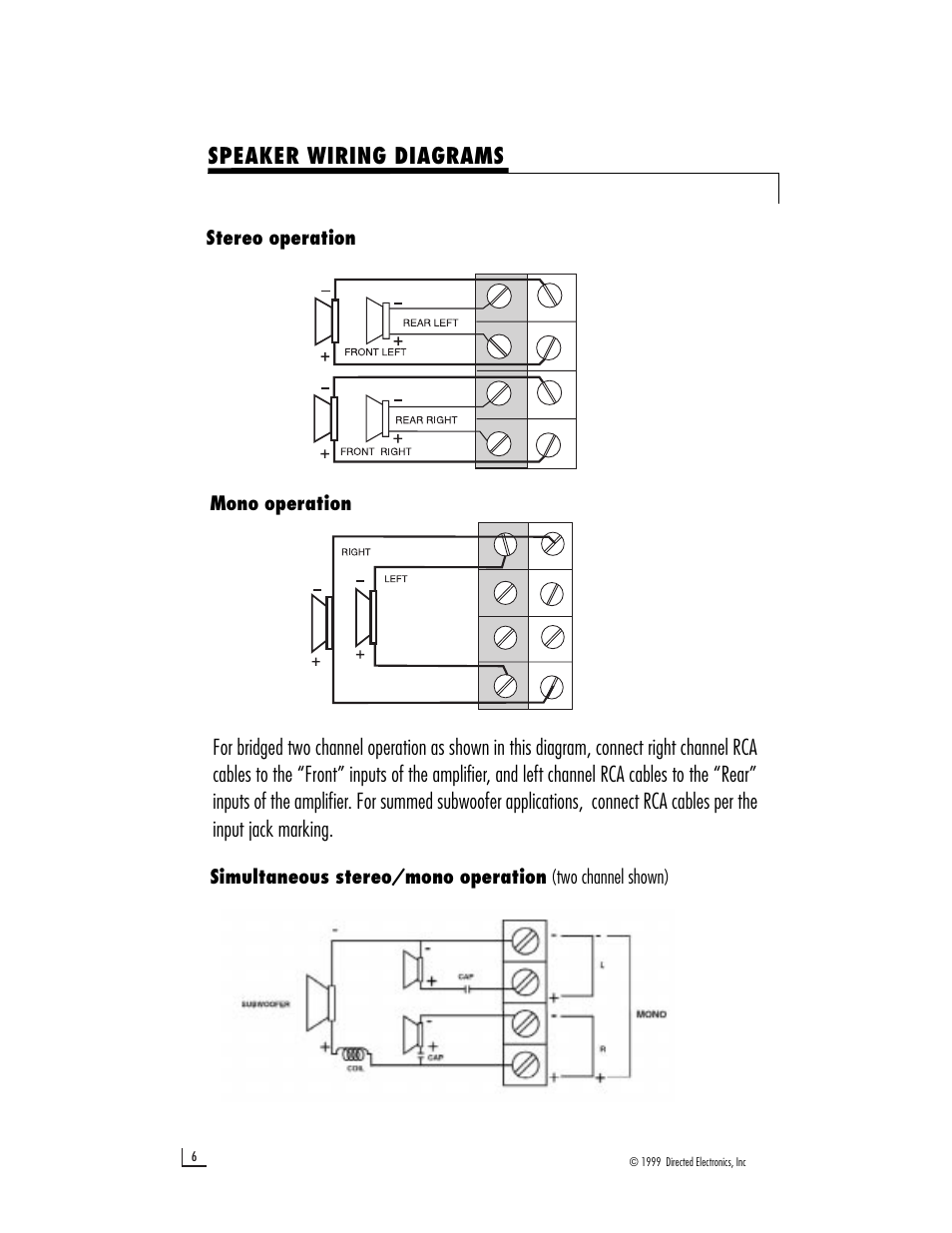 Speaker wiring diagrams | Directed Audio 200/500 User Manual | Page 8 / 12