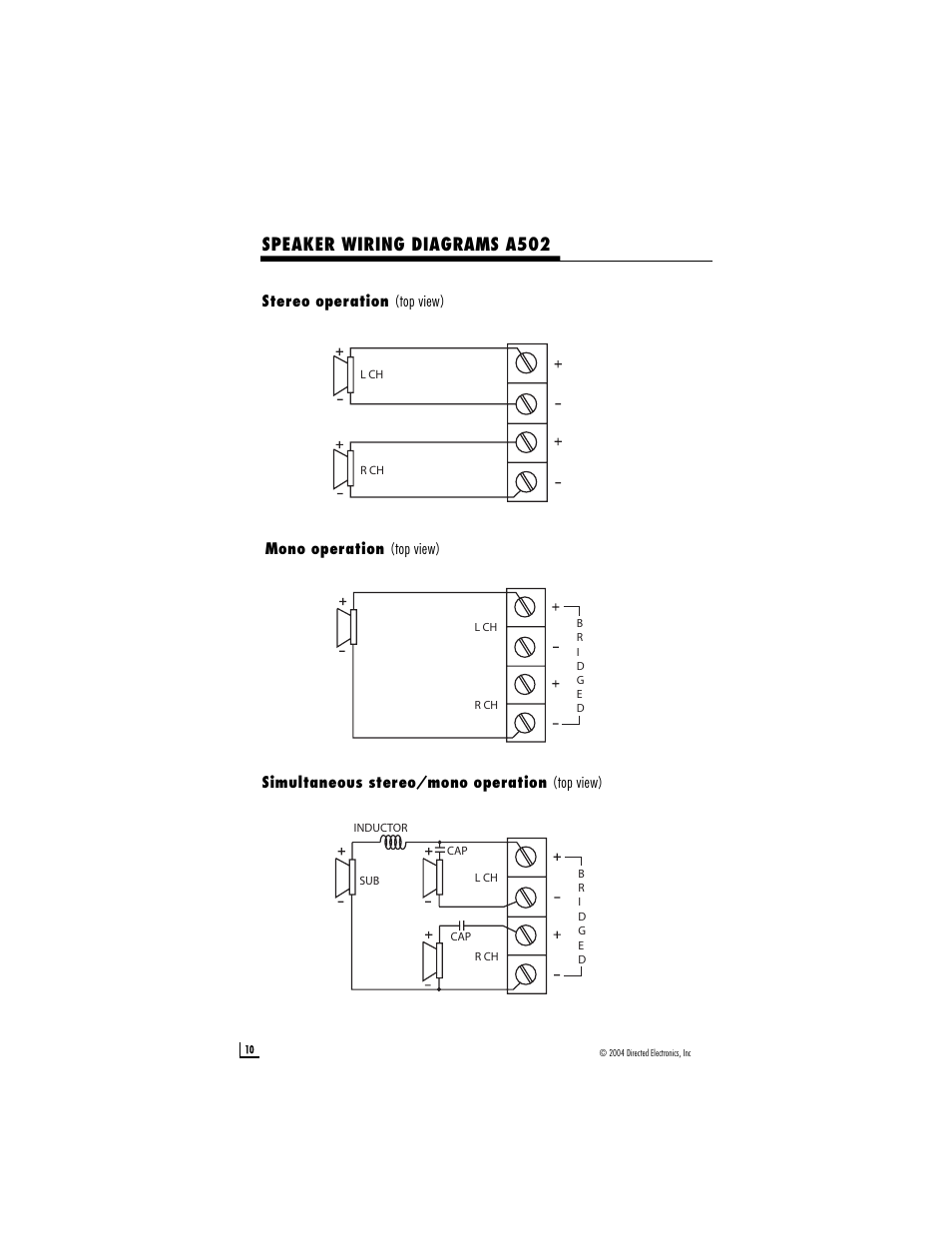 Speaker wiring diagrams a502 | Directed Audio A502 User Manual | Page 10 / 18