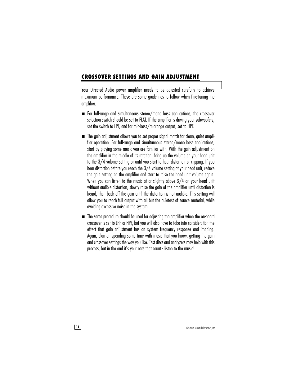 Directed Audio A502 User Manual | Page 14 / 18