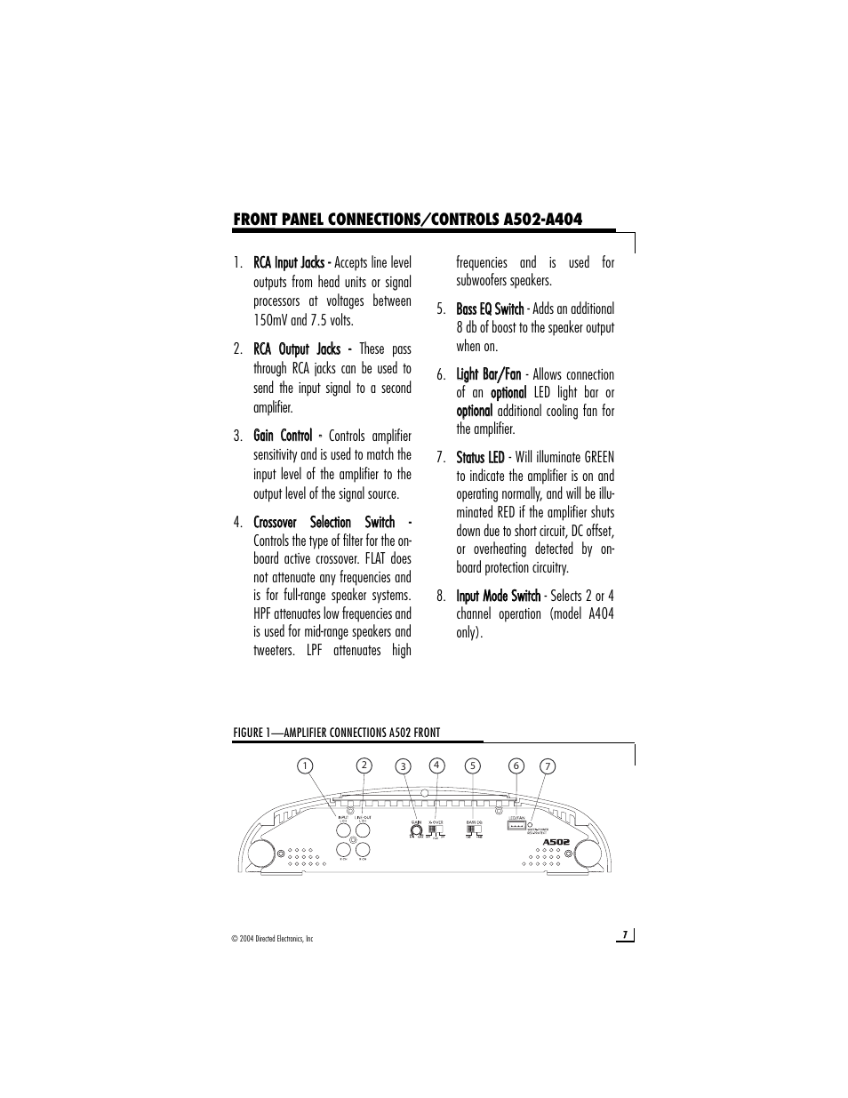 Directed Audio A502 User Manual | Page 7 / 18