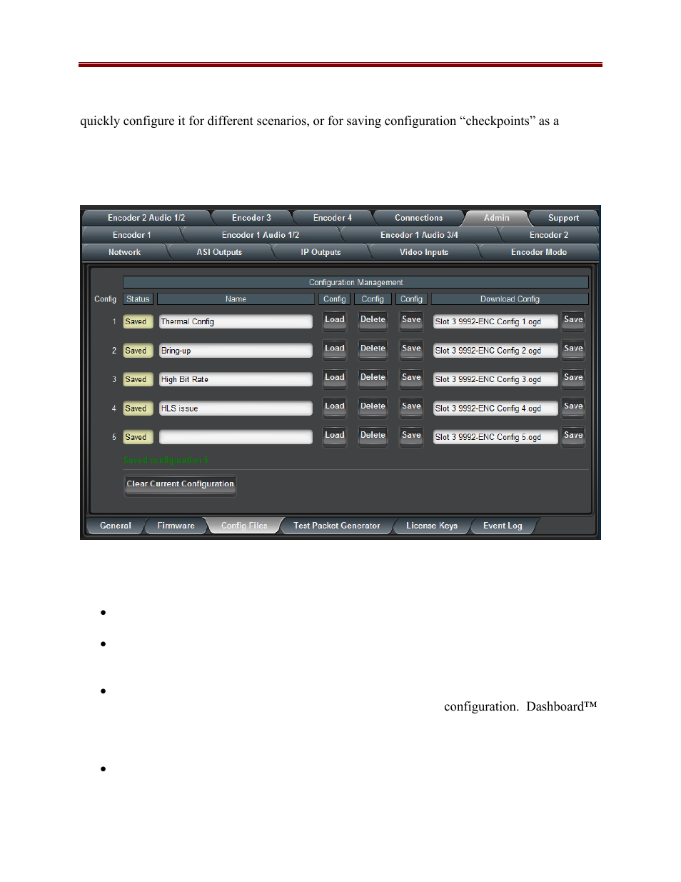 User-saved configurations | Cobalt Co9992-4ENC-4K-HEVC Software-Defined Broadcast Encoder User Manual | Page 106 / 135